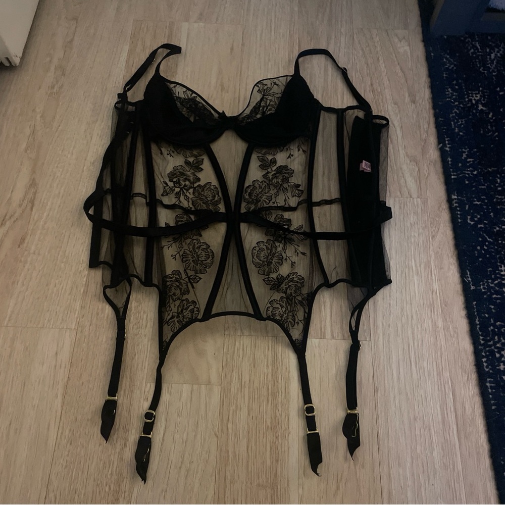Agent Provocateur Black Floral Lace Gloria Bustier